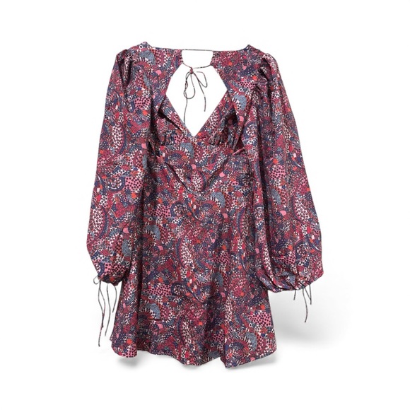 For Love And Lemons Floral Long Sleeve Dress - Pink and Purple - Picture 3 of 5